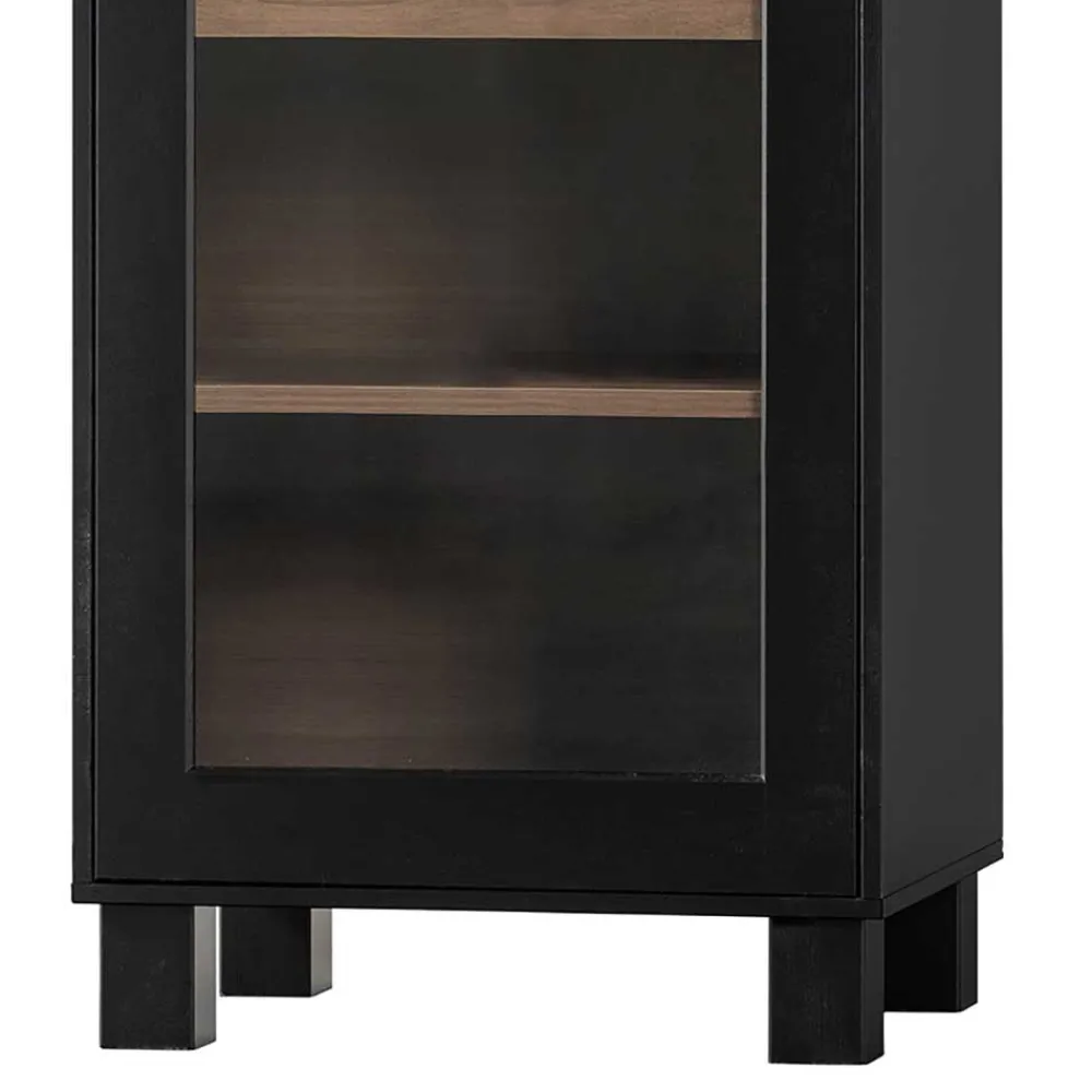 Wohnen Vitrinen<Vitrine in Schwarz & Walnuss Optik - Rabad