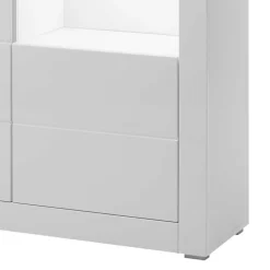 Wohnen Vitrinen|Schränke<Vitrine in Weiß hochglänzend Mextra mit Absetzung Beton Optik