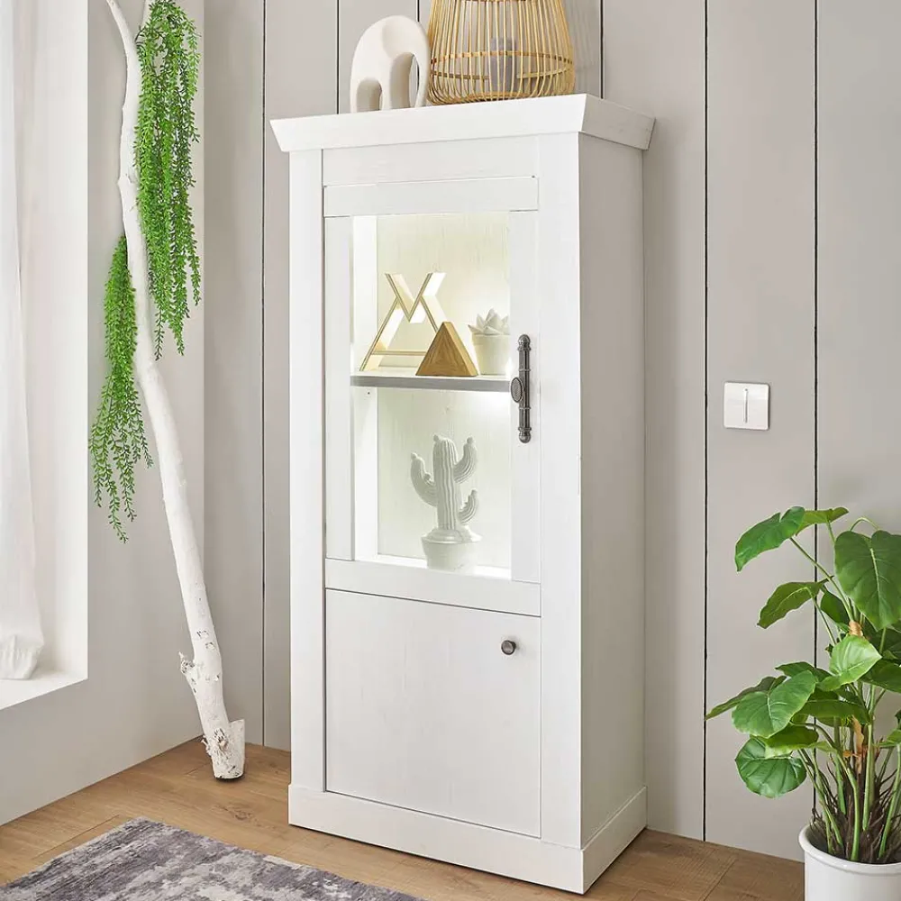 Wohnen Vitrinen<Vitrine in weißer Holzoptik Pinie - Liancos