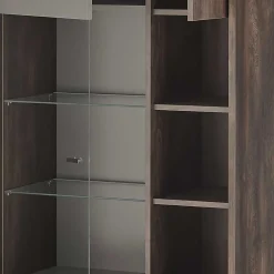 Wohnen Vitrinen<Vitrine Schrank in Anthrazit und Eiche Dunkel - Mundo