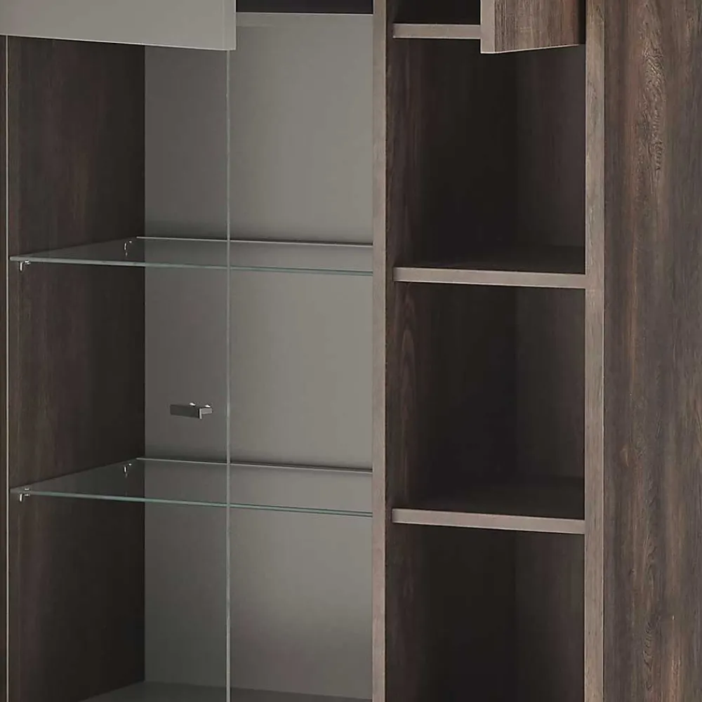 Wohnen Vitrinen<Vitrine Schrank in Anthrazit und Eiche Dunkel - Mundo