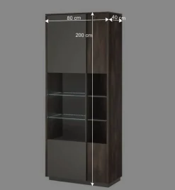 Wohnen Vitrinen<Vitrine Schrank in Anthrazit und Eiche Dunkel - Mundo