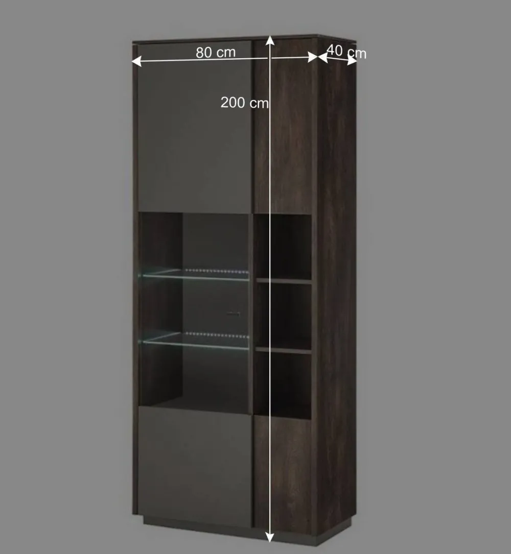 Wohnen Vitrinen<Vitrine Schrank in Anthrazit und Eiche Dunkel - Mundo