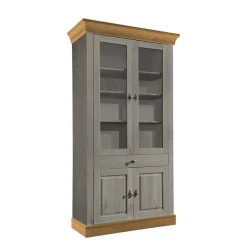Wohnen Vitrinen<Vitrinenschrank Cempino in Grau und Natur