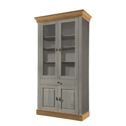 Wohnen Vitrinen<Vitrinenschrank Cempino in Grau und Natur