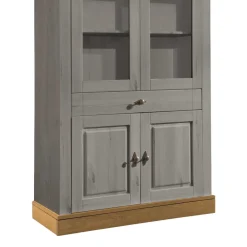 Wohnen Vitrinen<Vitrinenschrank Cempino in Grau und Natur