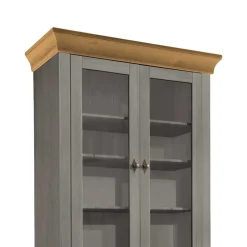 Wohnen Vitrinen<Vitrinenschrank Cempino in Grau und Natur