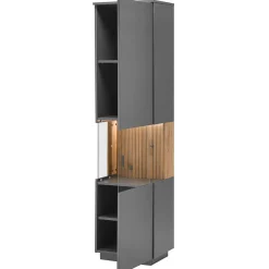 Wohnen Vitrinen|Schränke<Vitrinenschrank in Anthrazit & Eiche Bianco - Cruzca