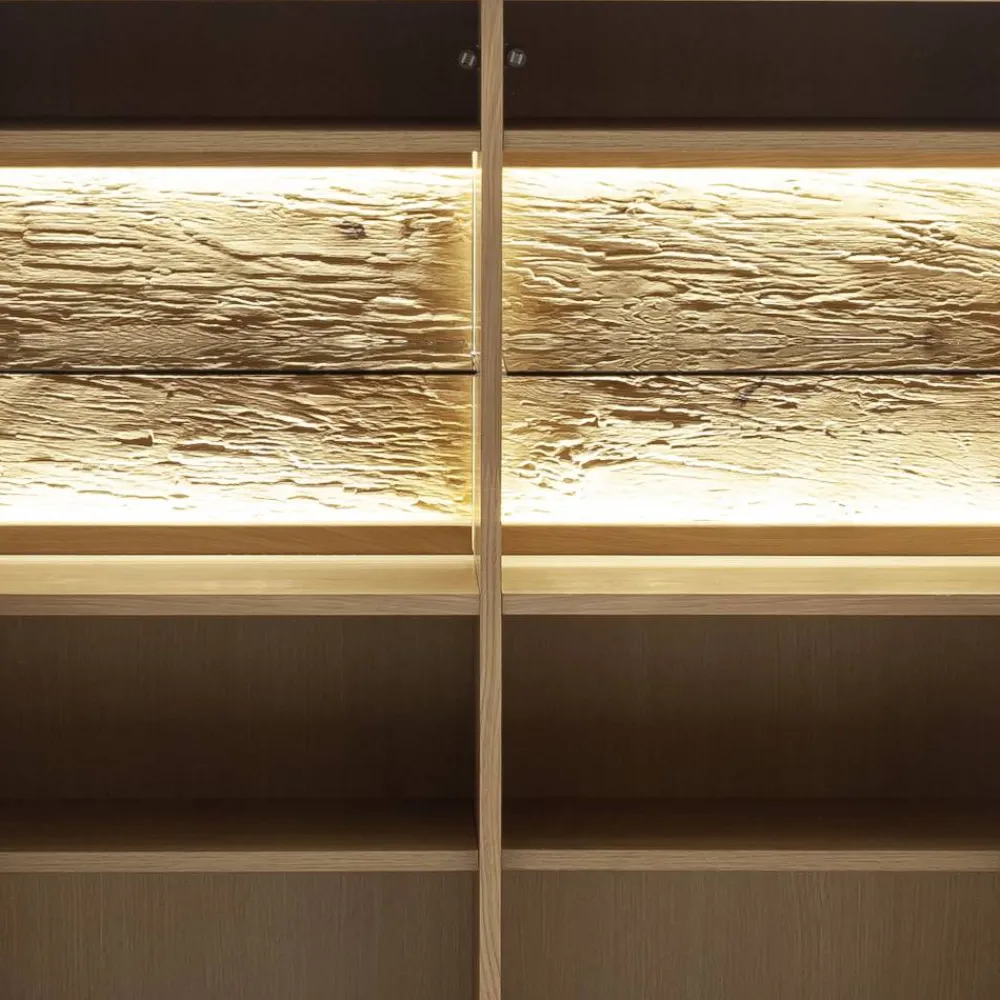 Wohnen Highboards<Vitrinenschrank in Asteiche Hell - Jevedaz
