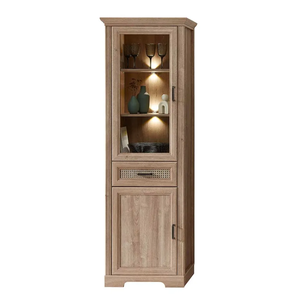 Wohnen Vitrinen<Vitrinenschrank in Eiche Optik mit LED - Barack