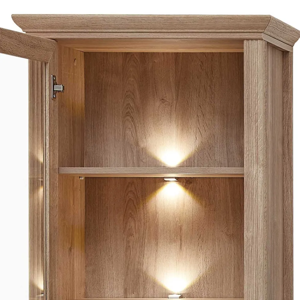 Wohnen Vitrinen<Vitrinenschrank in Eiche Optik mit LED - Barack