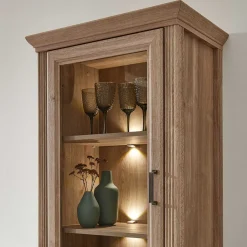 Wohnen Vitrinen<Vitrinenschrank in Eiche Optik mit LED - Barack