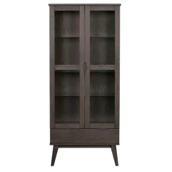 Wohnen Vitrinen<Vitrinenschrank in Eiche Dunkelbraun - Lomarios