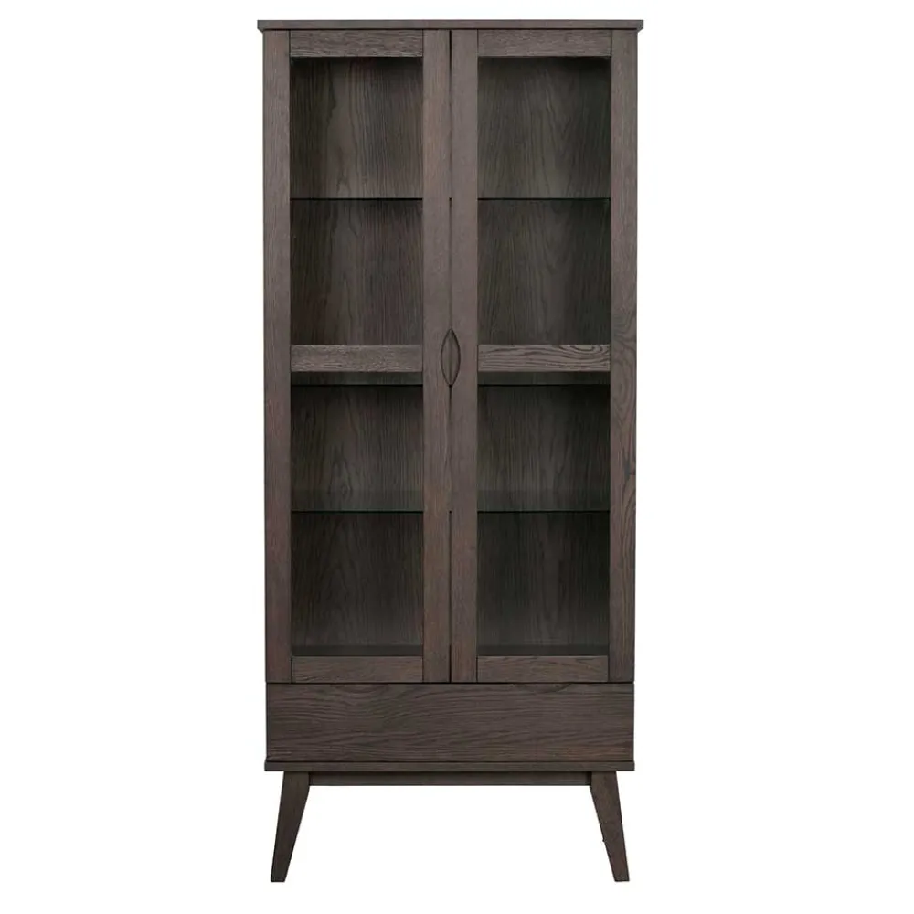 Wohnen Vitrinen<Vitrinenschrank in Eiche Dunkelbraun - Lomarios
