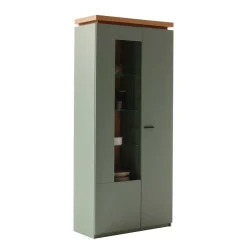Wohnen Vitrinen<Vitrinenschrank in Graugrün - Kwin