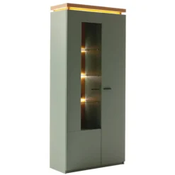 Wohnen Vitrinen<Vitrinenschrank in Graugrün - Kwin
