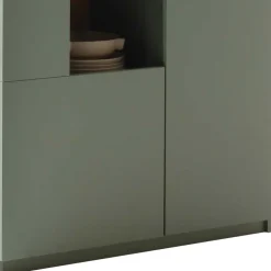 Wohnen Vitrinen<Vitrinenschrank in Graugrün - Kwin