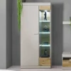 Wohnen Vitrinen<Vitrinenschrank in Hellgrau & Zinneiche NB - Lioscas