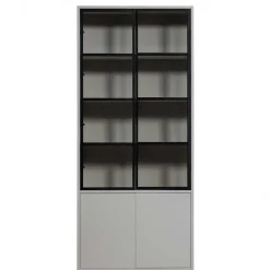 Wohnen Vitrinen<Vitrinenschrank in Hellgrau und Schwarz - Arno