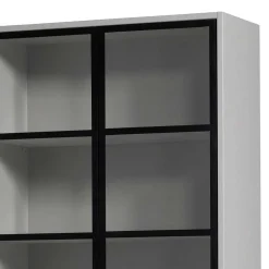 Wohnen Vitrinen<Vitrinenschrank in Hellgrau und Schwarz - Arno