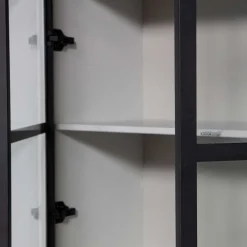 Wohnen Vitrinen<Vitrinenschrank in Hellgrau und Schwarz - Arno