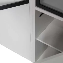 Wohnen Vitrinen<Vitrinenschrank in Hellgrau und Schwarz - Arno