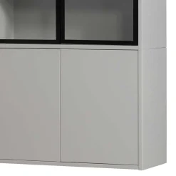 Wohnen Vitrinen<Vitrinenschrank in Hellgrau und Schwarz - Arno