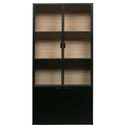 Wohnen Vitrinen<Vitrinenschrank in Kiefer und Schwarz - Angoro