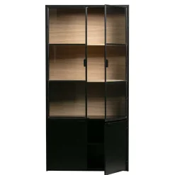 Wohnen Vitrinen<Vitrinenschrank in Kiefer und Schwarz - Angoro