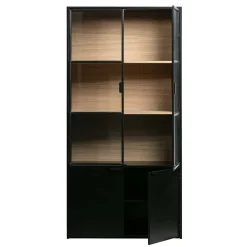 Wohnen Vitrinen<Vitrinenschrank in Kiefer und Schwarz - Angoro