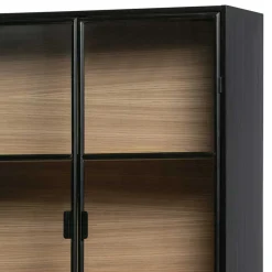 Wohnen Vitrinen<Vitrinenschrank in Kiefer und Schwarz - Angoro