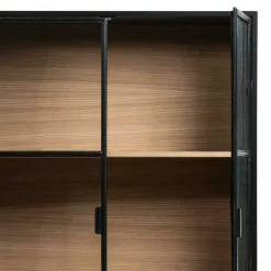 Wohnen Vitrinen<Vitrinenschrank in Kiefer und Schwarz - Angoro
