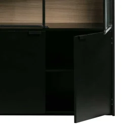 Wohnen Vitrinen<Vitrinenschrank in Kiefer und Schwarz - Angoro