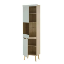 Wohnen Vitrinen<Vitrinenschrank in Mintgrün und Eiche - Armina