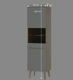 Wohnen Vitrinen<Vitrinenschrank in Mintgrün und Eiche - Armina