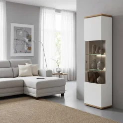 Wohnen Vitrinen<Vitrinen-Schrank in Soft White und Wildeiche - Yordyn