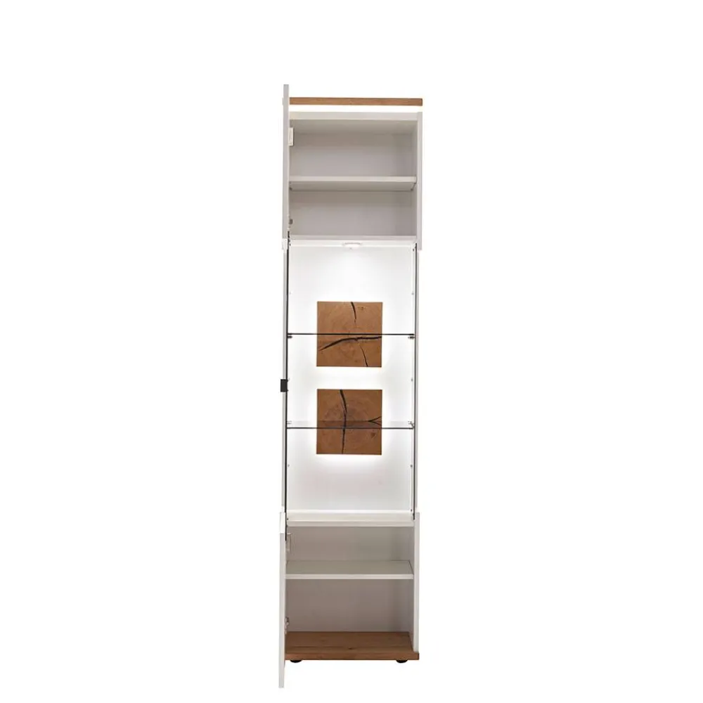 Wohnen Vitrinen<Vitrinen-Schrank in Soft White und Wildeiche - Yordyn