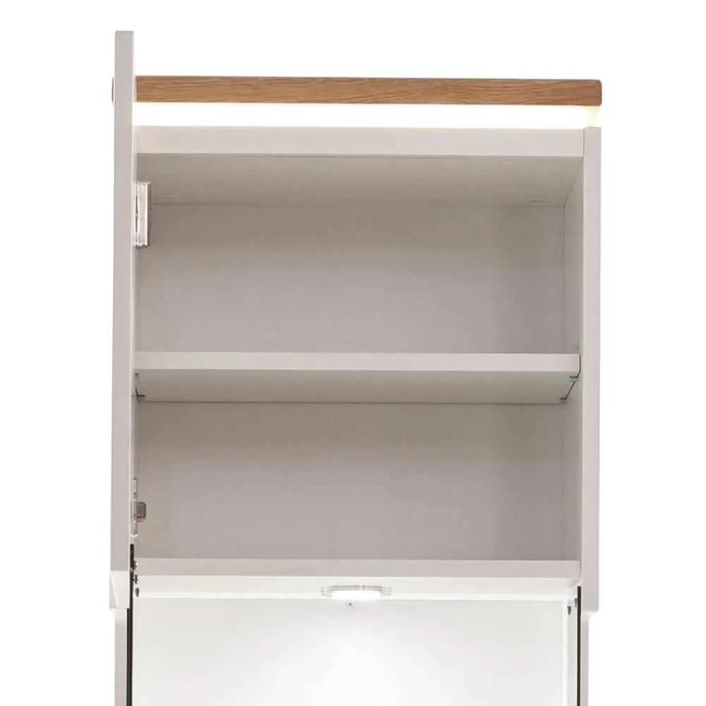 Wohnen Vitrinen<Vitrinen-Schrank in Soft White und Wildeiche - Yordyn