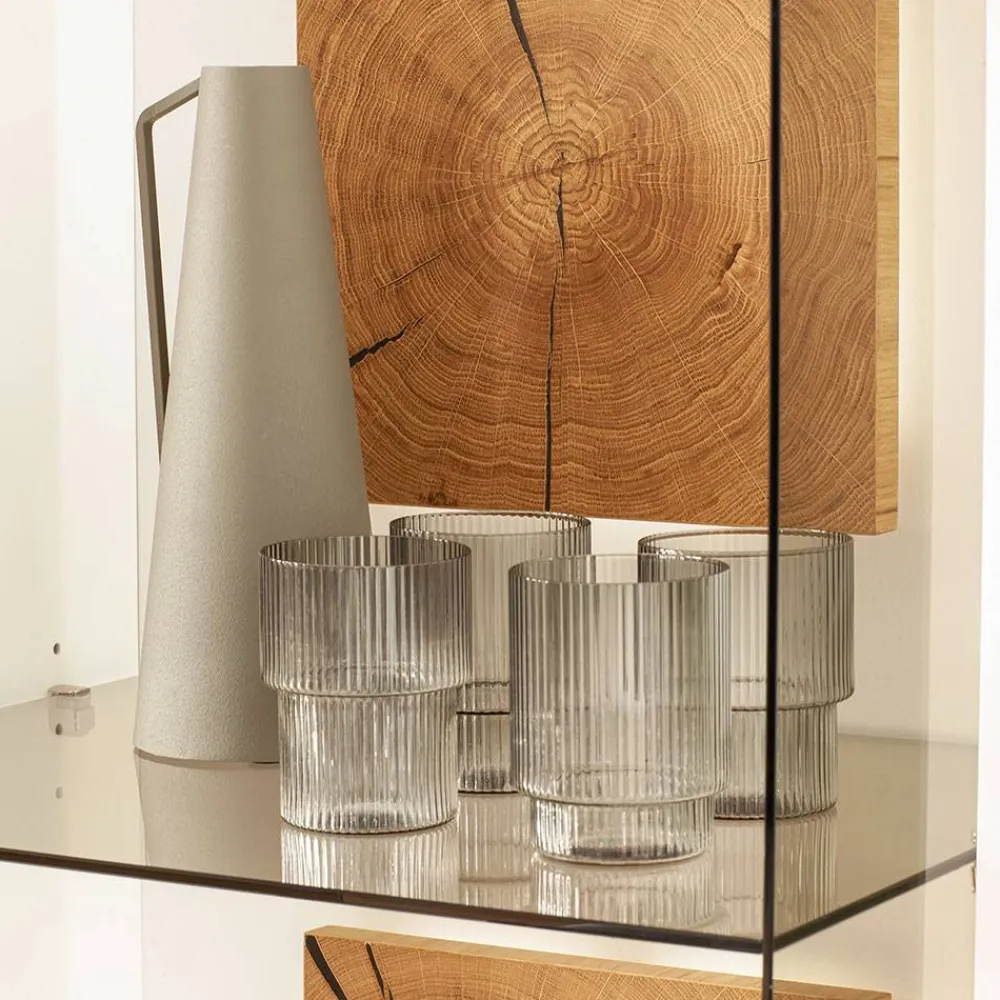Wohnen Vitrinen<Vitrinen-Schrank in Soft White und Wildeiche - Yordyn