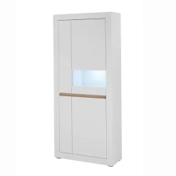 Wohnen Vitrinen<Vitrinenschrank in Weiß - 85x198x35 cm - Ilana