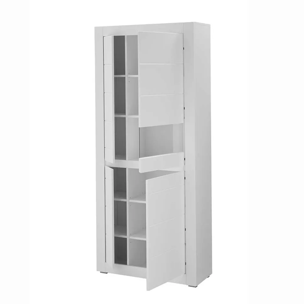 Wohnen Vitrinen<Vitrinenschrank in Weiß - 85x198x35 cm - Ilana