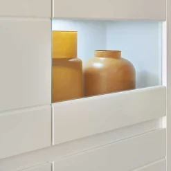 Wohnen Vitrinen<Vitrinenschrank in Weiß - 85x198x35 cm - Ilana