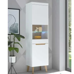 Wohnen Vitrinen<Vitrinenschrank in Weiß mit Eiche - Ginko