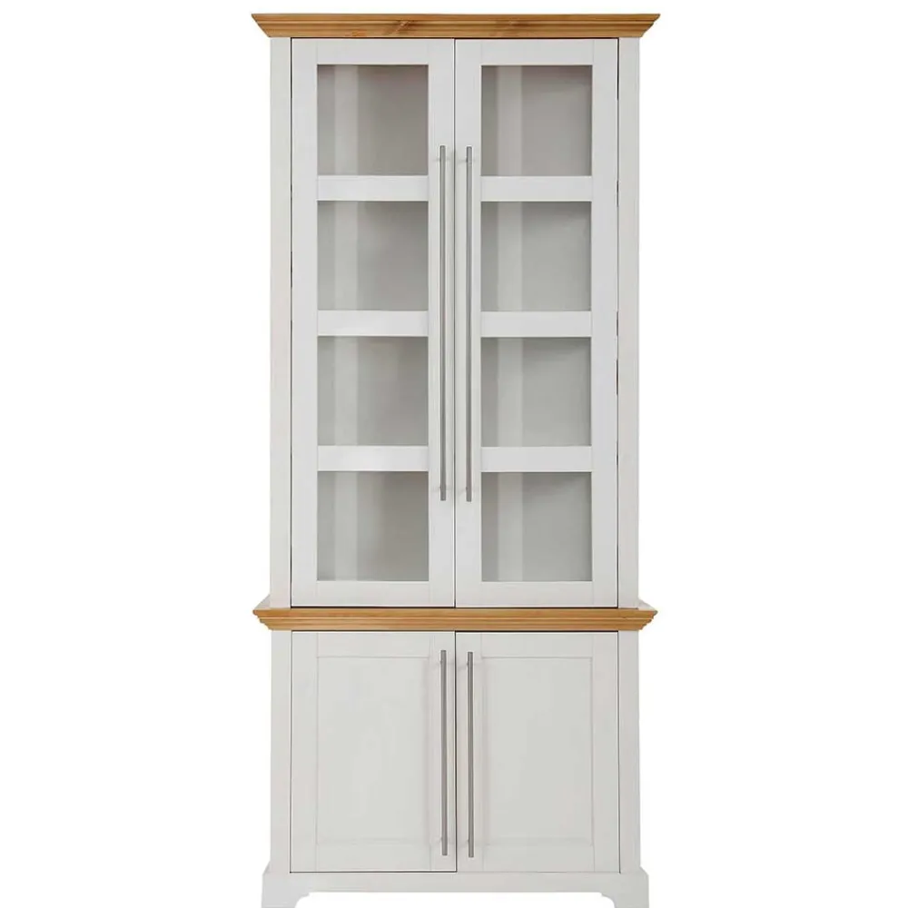 Wohnen Vitrinen<Vitrinenschrank in Weiß mit Honig - Eyzaco