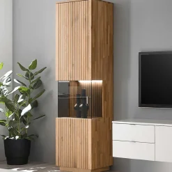 Wohnen Vitrinen<Vitrinenschrank in Wildeiche Bianco & Anthrazit - Nelsons
