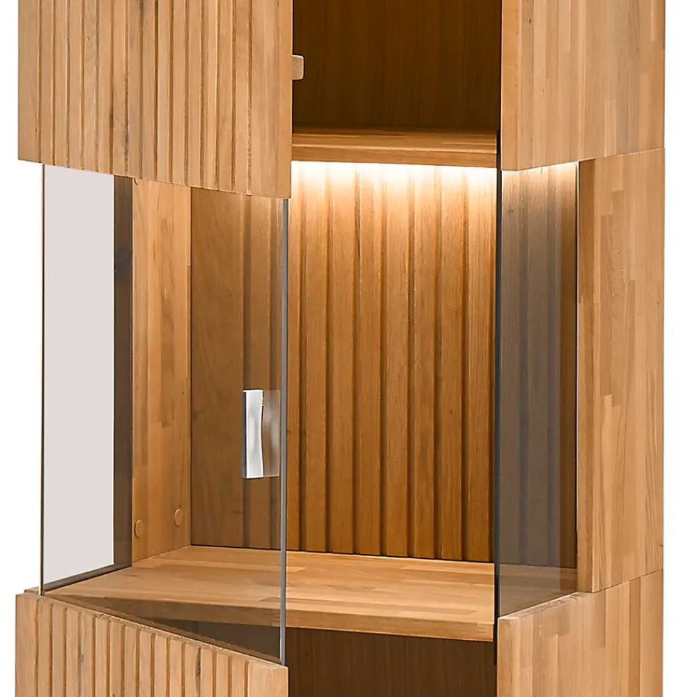 Wohnen Vitrinen<Vitrinenschrank in Wildeiche Bianco & Anthrazit - Nelsons