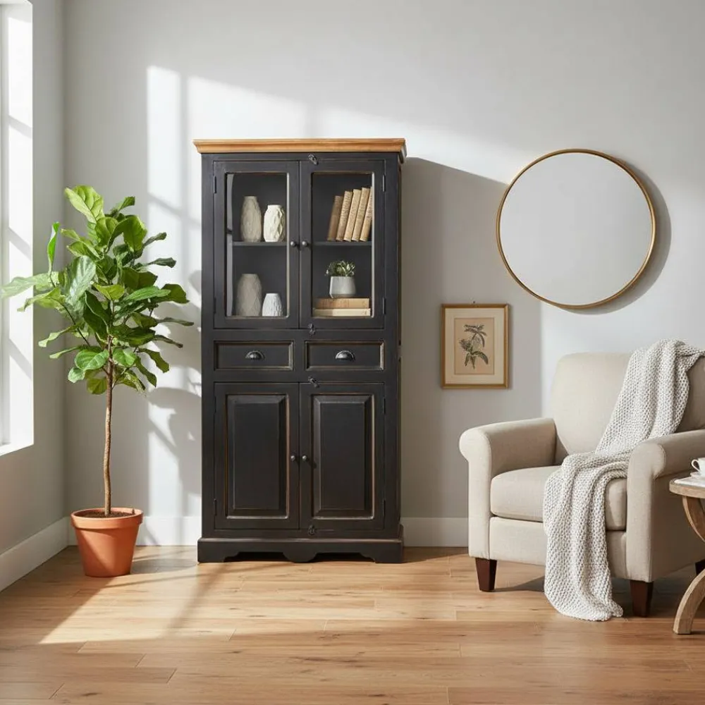 Wohnen Vitrinen<Vitrinenschrank Sentiments in Schwarz