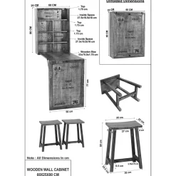 Wohnen Sitzgruppe<Wand Klapptisch & Hocker Set - Indri (dreiteilig)