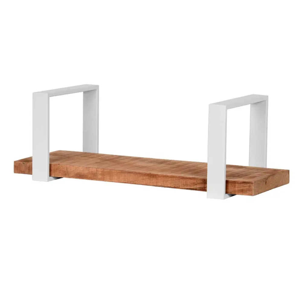 Wohnen Regale<Wandboard aus Mangoholz & Metall Weiß - Siza