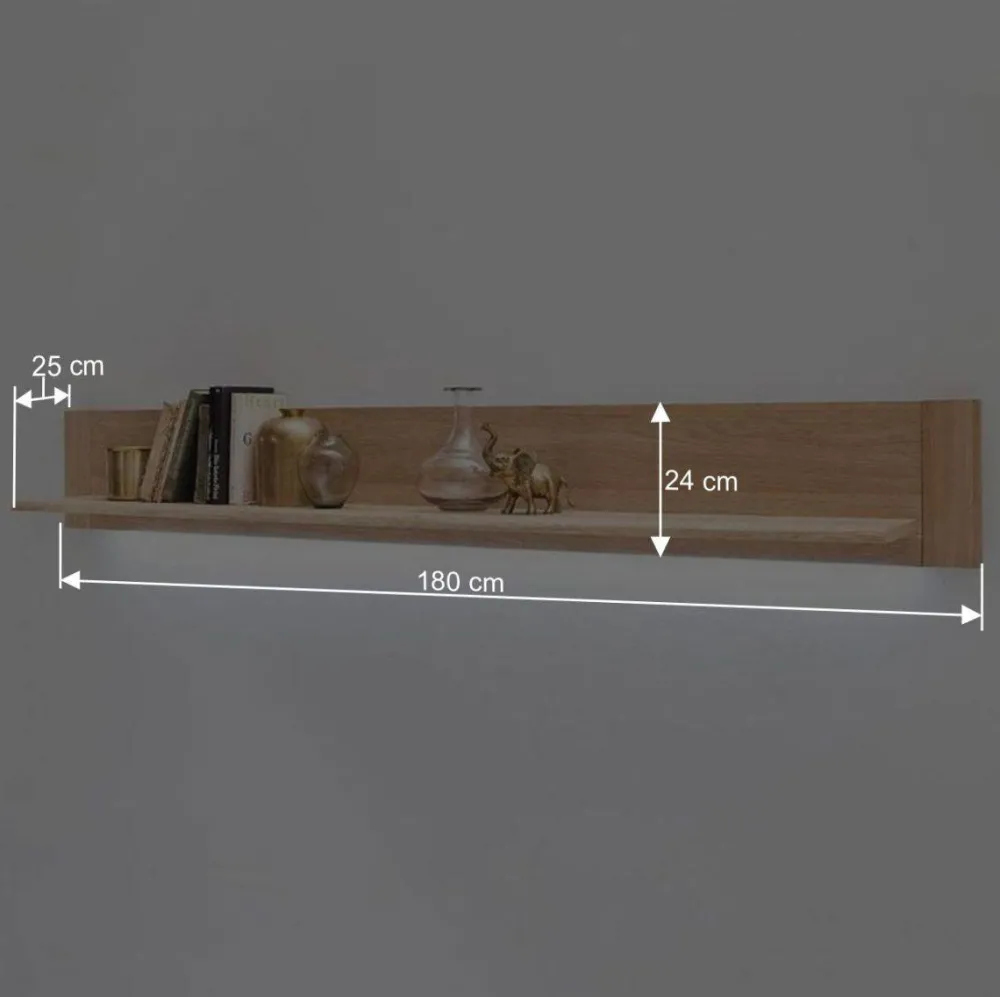 Wohnen Regale<Wandboard in 180cm Breite Pontros mit Eiche Bianco Furnier